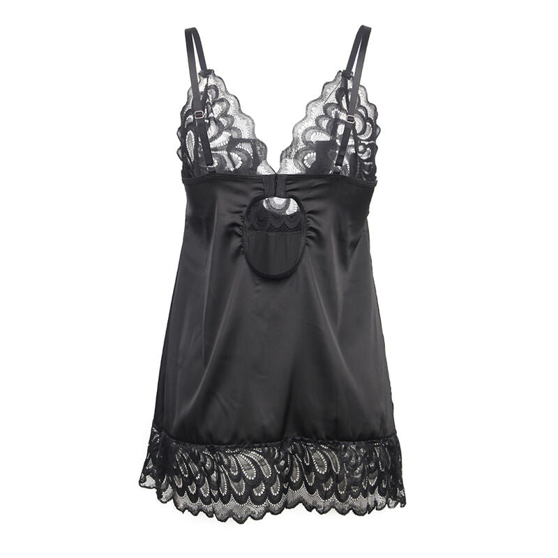 SUBBLIME - BABYDOLL MIT BLUMENPRINT AUF DER BRUST SCHWARZ